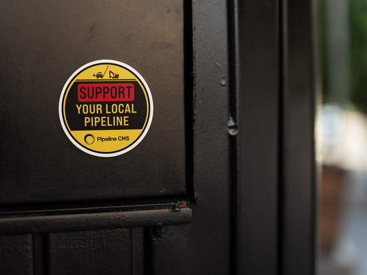 "Support Your Local Pipeline™" Sticker Pack by PipelineCMS 4"x4" Round (Pack of 2)