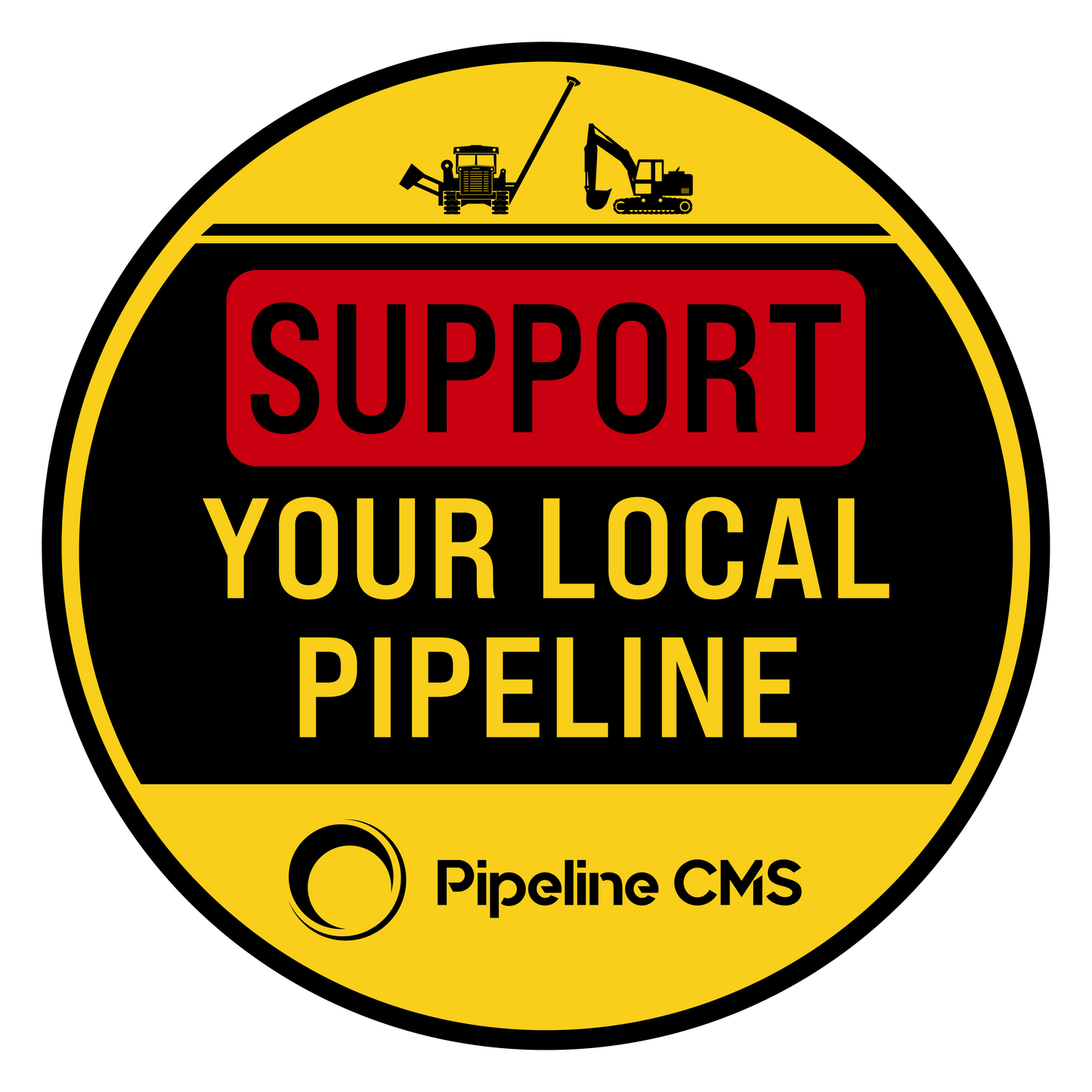 "Support Your Local Pipeline™" Sticker Pack by PipelineCMS 2"x2" Round (Pack of 5)